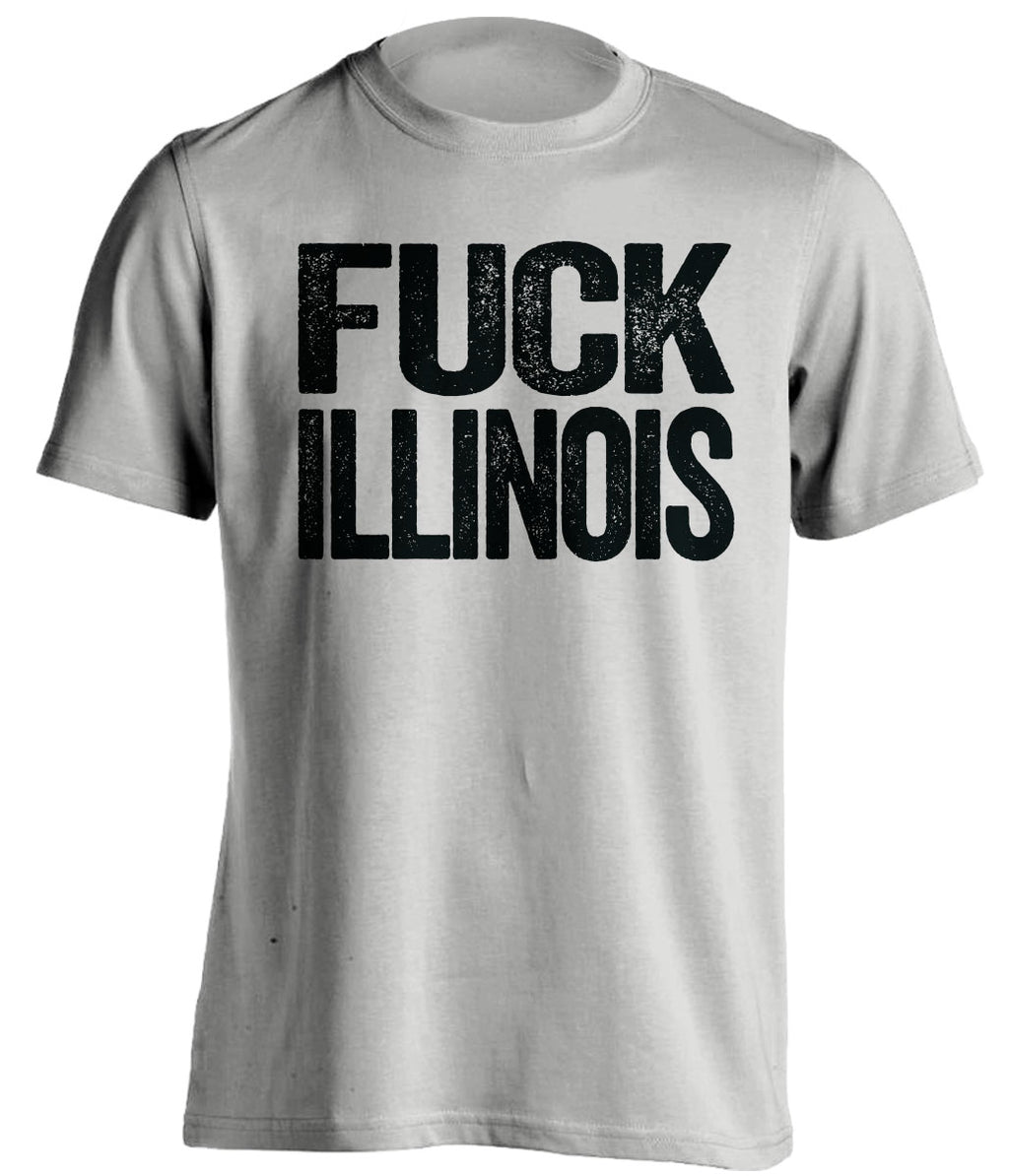 Fuck Illinois Statement tee Uncensored Grey Shirt for Purdue Boilermakers Fans by Beef Shirts