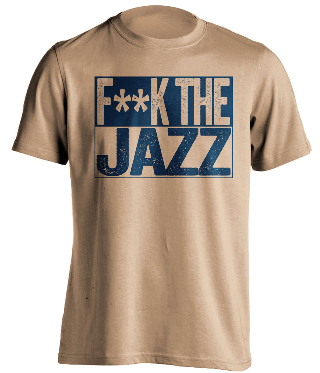 Fuck the Jazz Censored Old Gold Box Logo Shirt for New Orleans Pelicans Fans by Beef Shirts