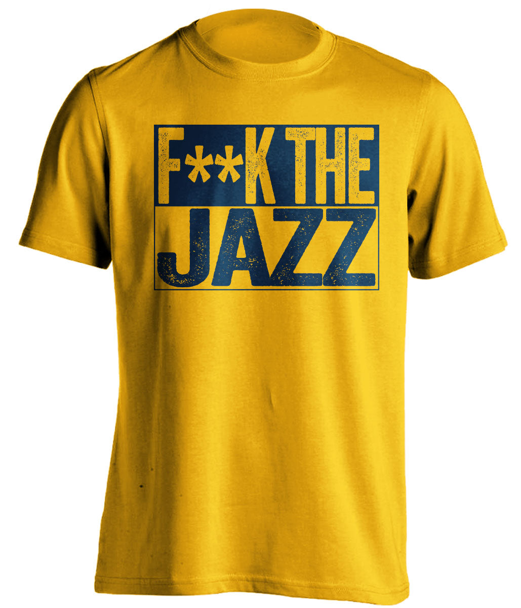 Fuck the Jazz Censored Gold Box Logo Shirt for Denver Nuggets Fans by Beef Shirts