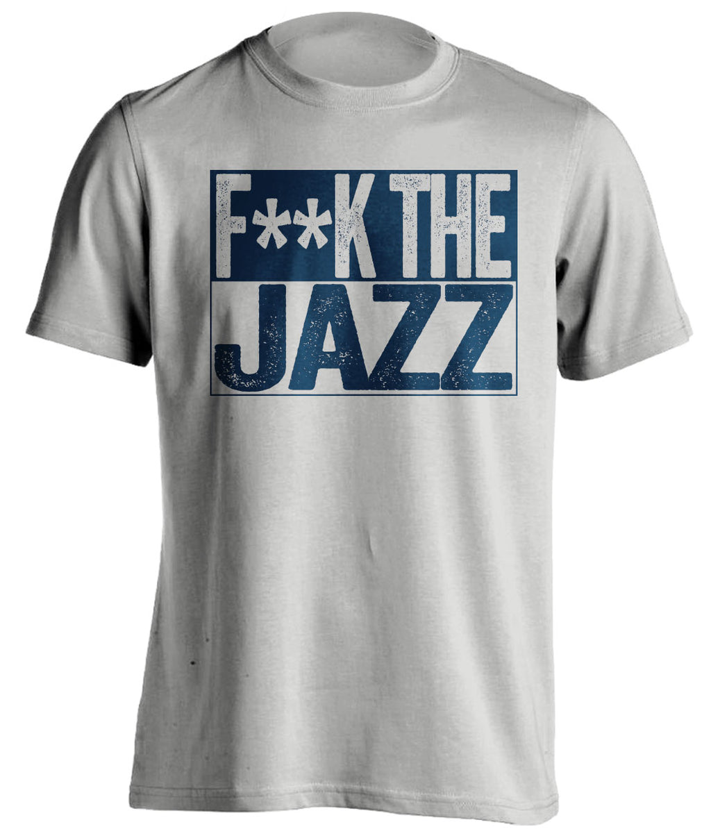 Fuck the Jazz Censored Grey Box Logo Shirt for Denver Nuggets Fans by Beef Shirts
