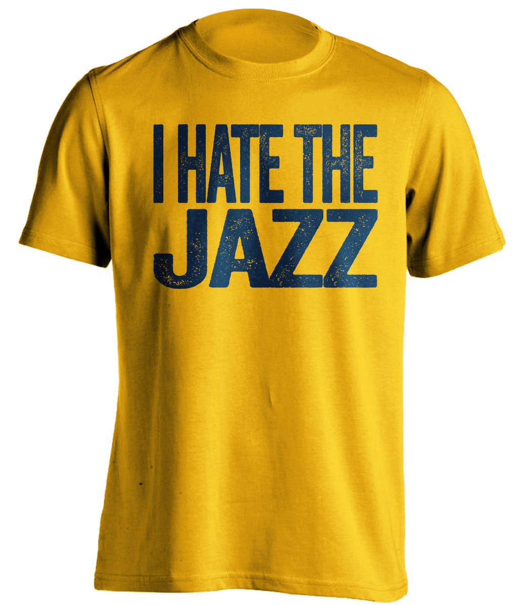 I Hate the Jazz gold statement shirt for Denver Nuggets fans gameday haters tee by Beef Shirts