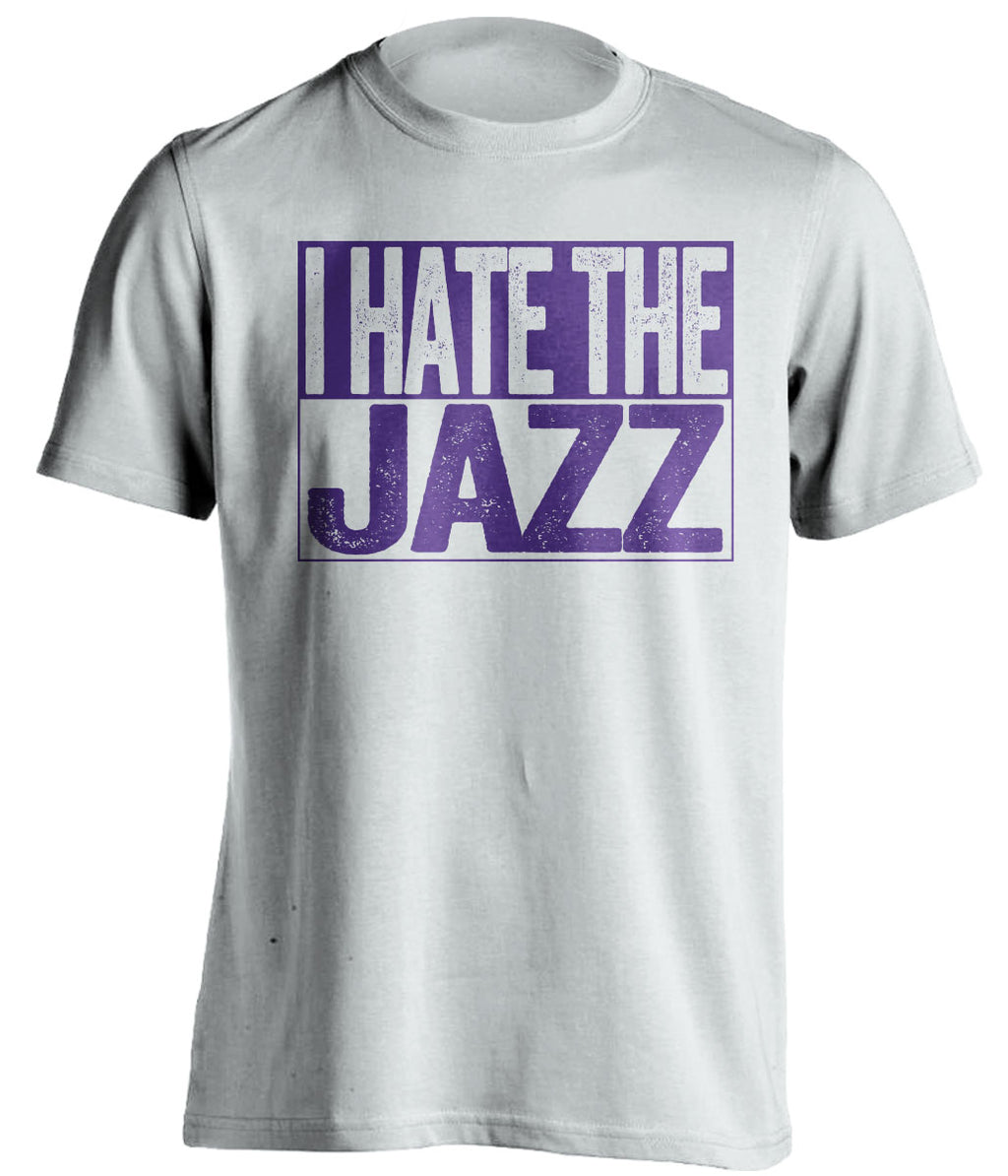 I Hate the Rockets white shirt for Utah Jazz Fans game night haters tee by Beef Shirts