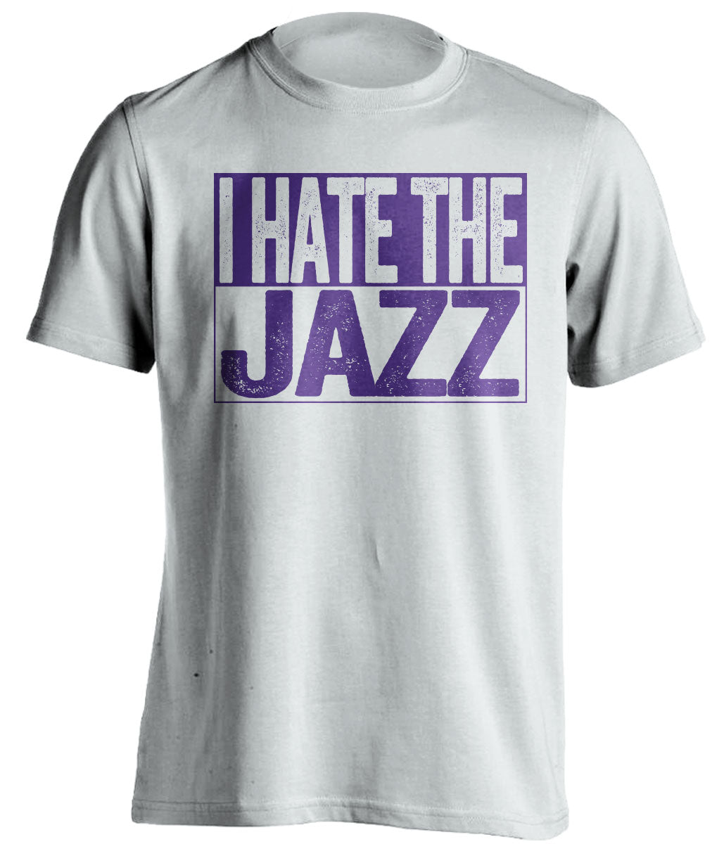 I Hate the Rockets white shirt for Utah Jazz Fans game night haters tee by Beef Shirts