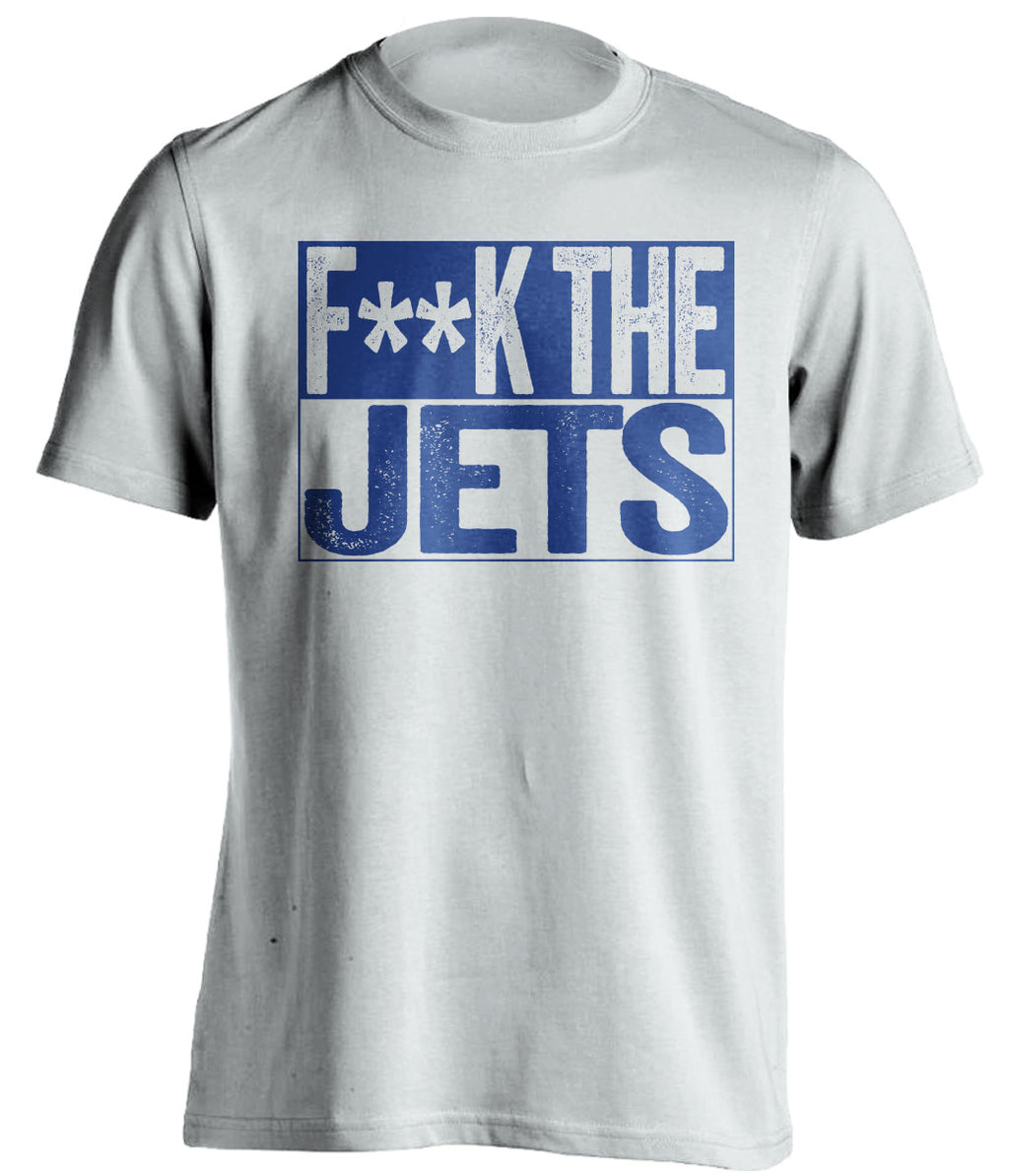 Fuck the Jets Censored White Shirt for New York Giants Fans Box Logo Tee by Beef Shirts