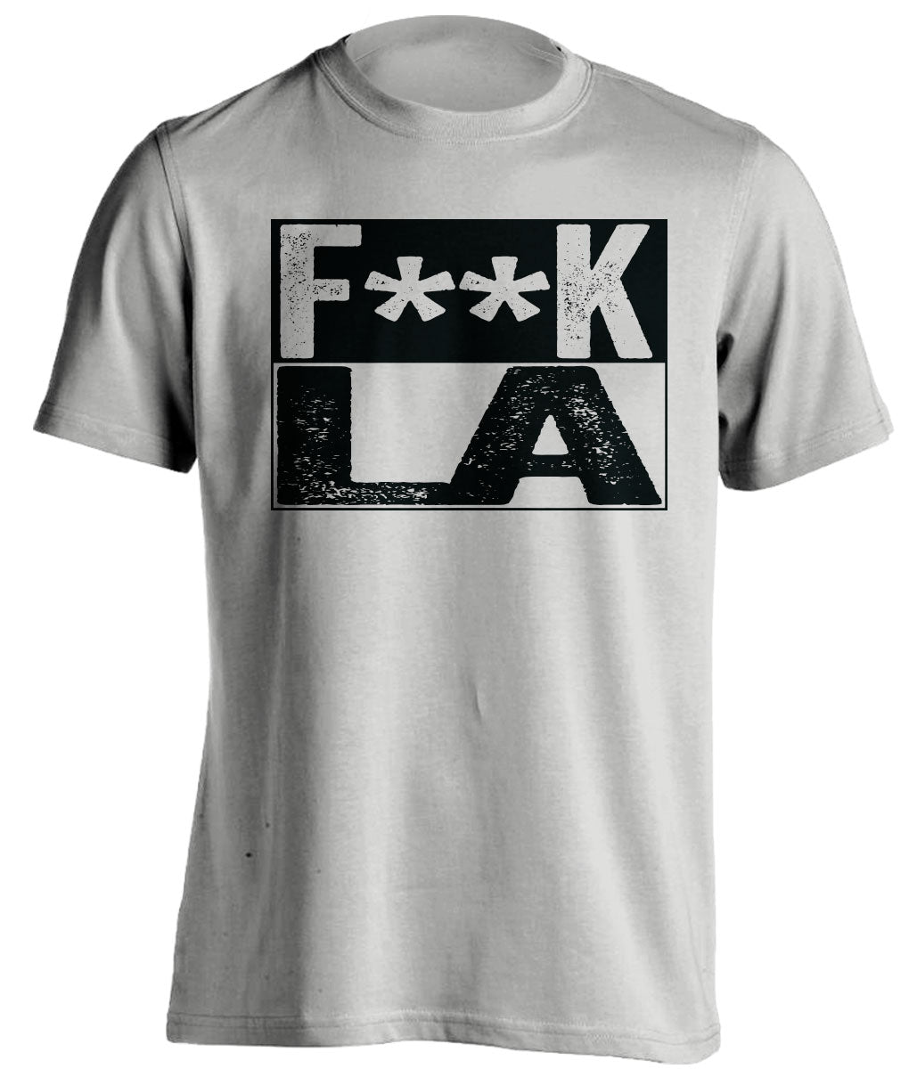 Censored Light Grey Fuck LA box logo shirt for San Antonio Spurs fans | Alamo City rivalry tee by Beef Shirts
