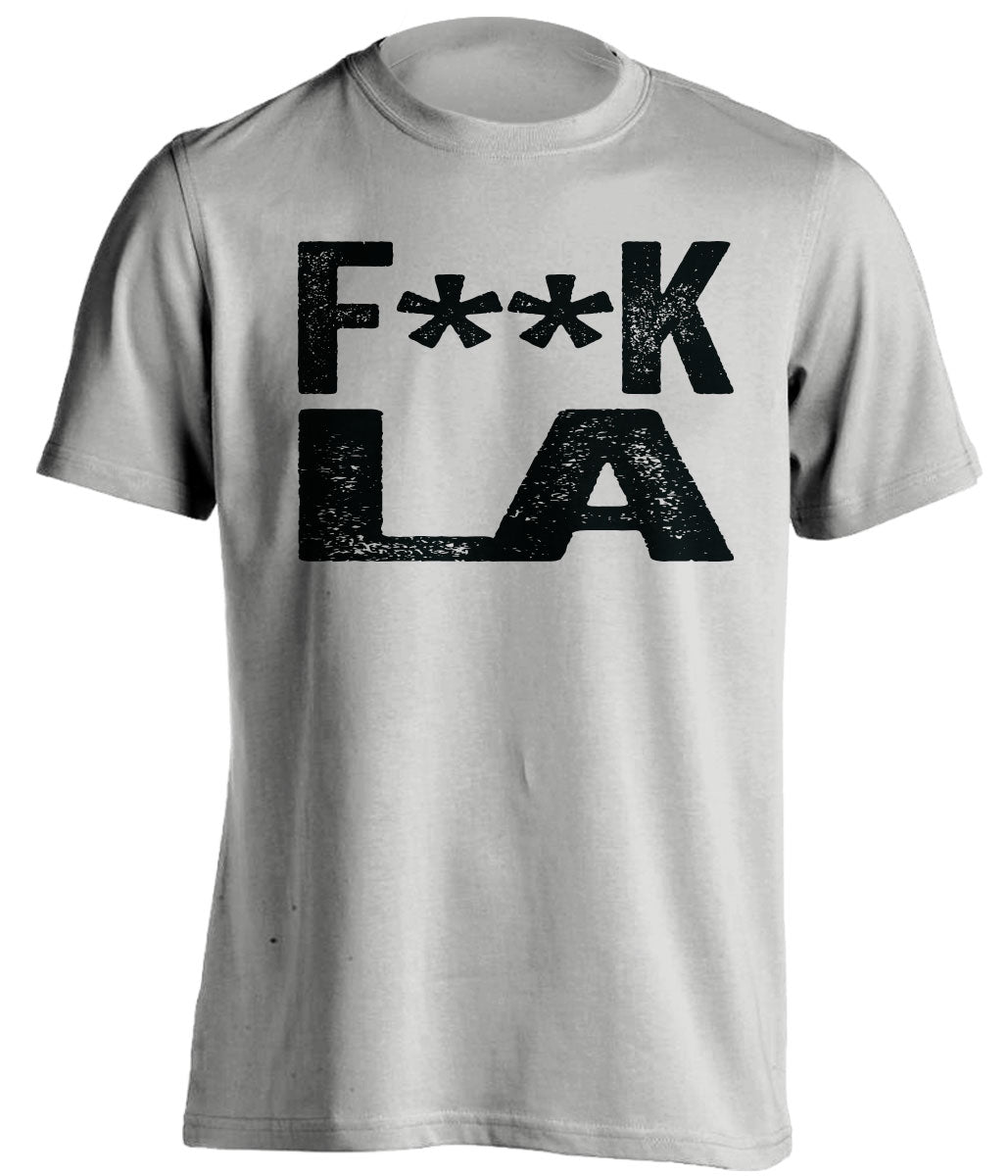 Light Grey Fuck LA statement tee for San Antonio Spurs fans | censored rivalry shirt by Beef Shirts