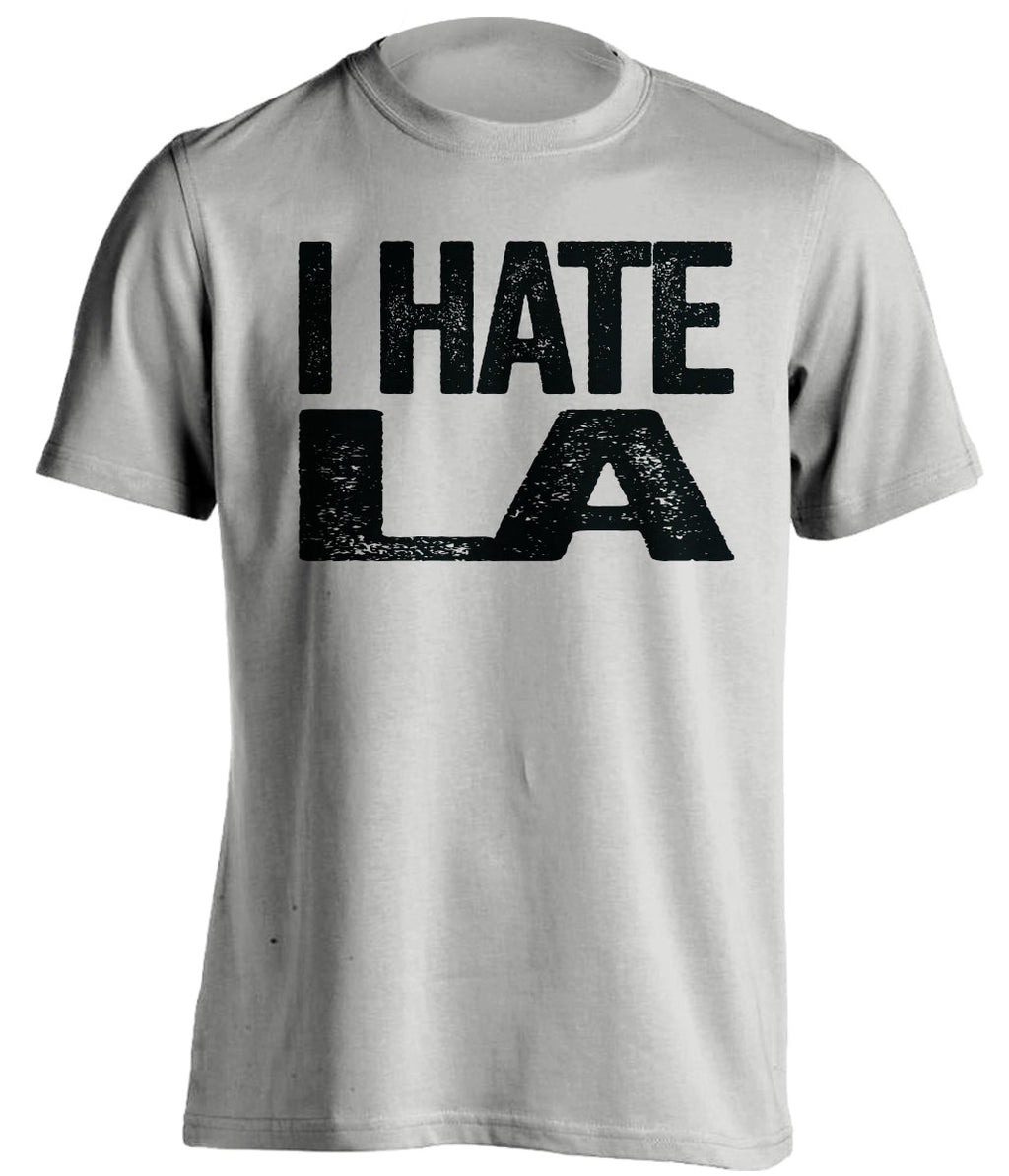 Light Grey I Hate LA statement shirt for San Antonio Spurs fans | rivalry haters tee by Beef Shirts