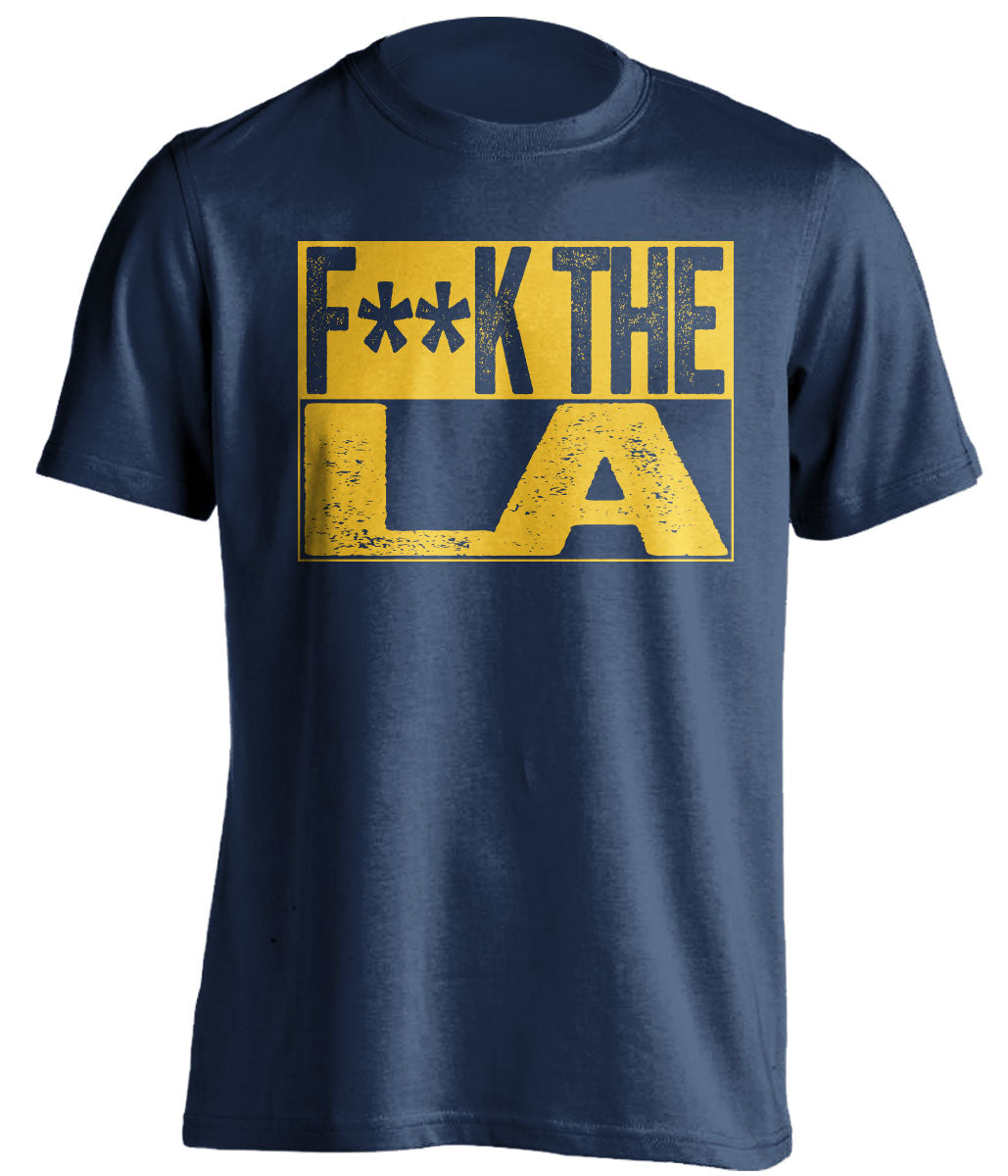 Fuck LA Censored Navy Box Logo Shirt for Utah Jazz Fans by Beef Shirts