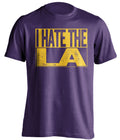 I Hate LA purple box logo haters tee for Utah Jazz Fans by Beef Shirts