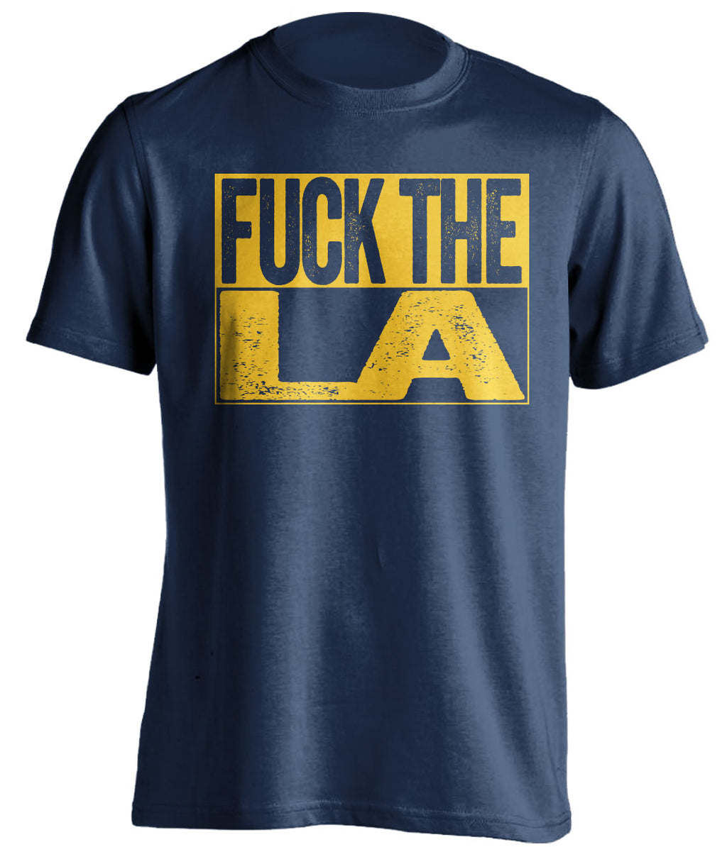 Fuck LA Uncensored Navy Box Logo Shirt for Utah Jazz Fans by Beef Shirts
