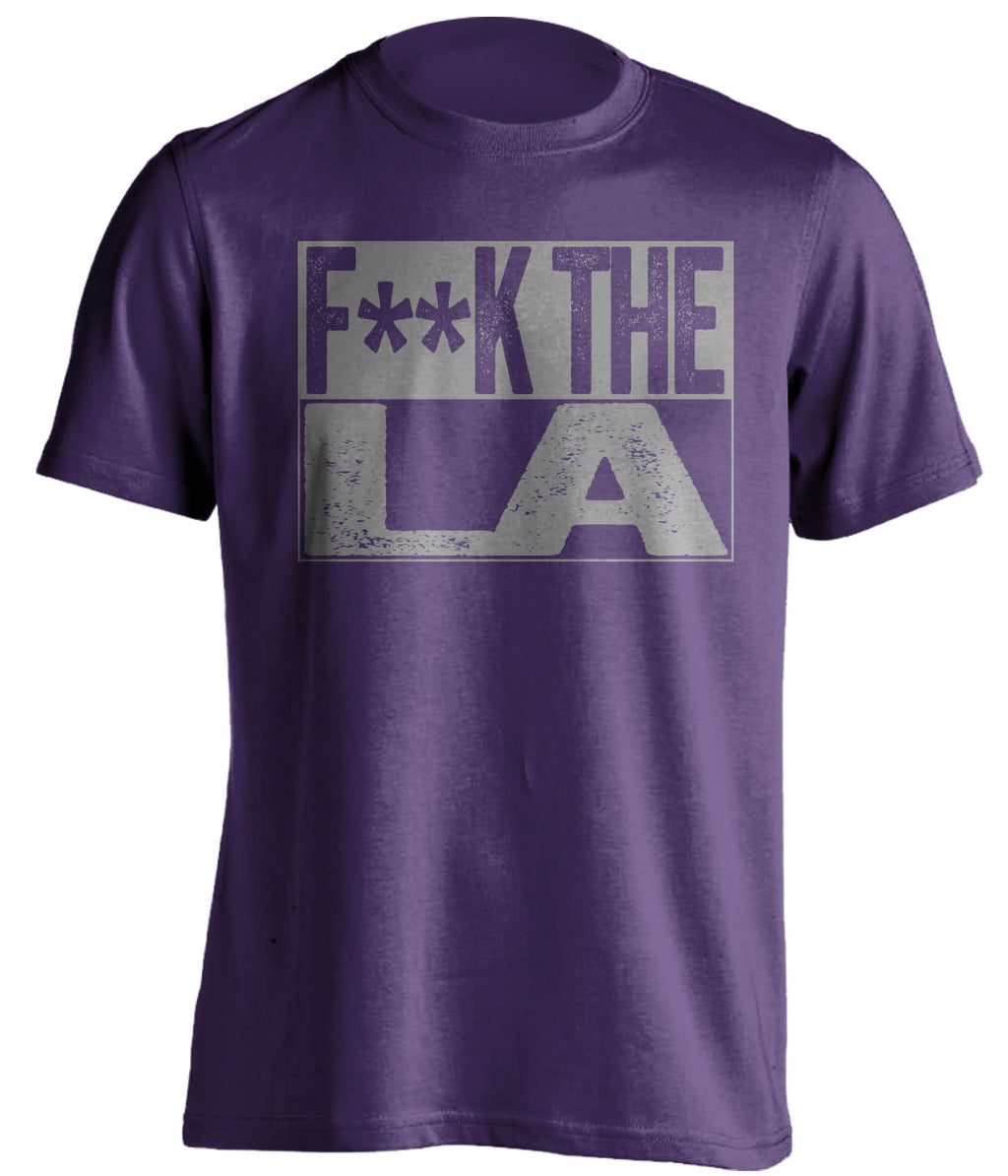 Censored Purple Fuck LA box logo shirt for Sacramento Kings fans | Sactown rivalry tee by Beef Shirts