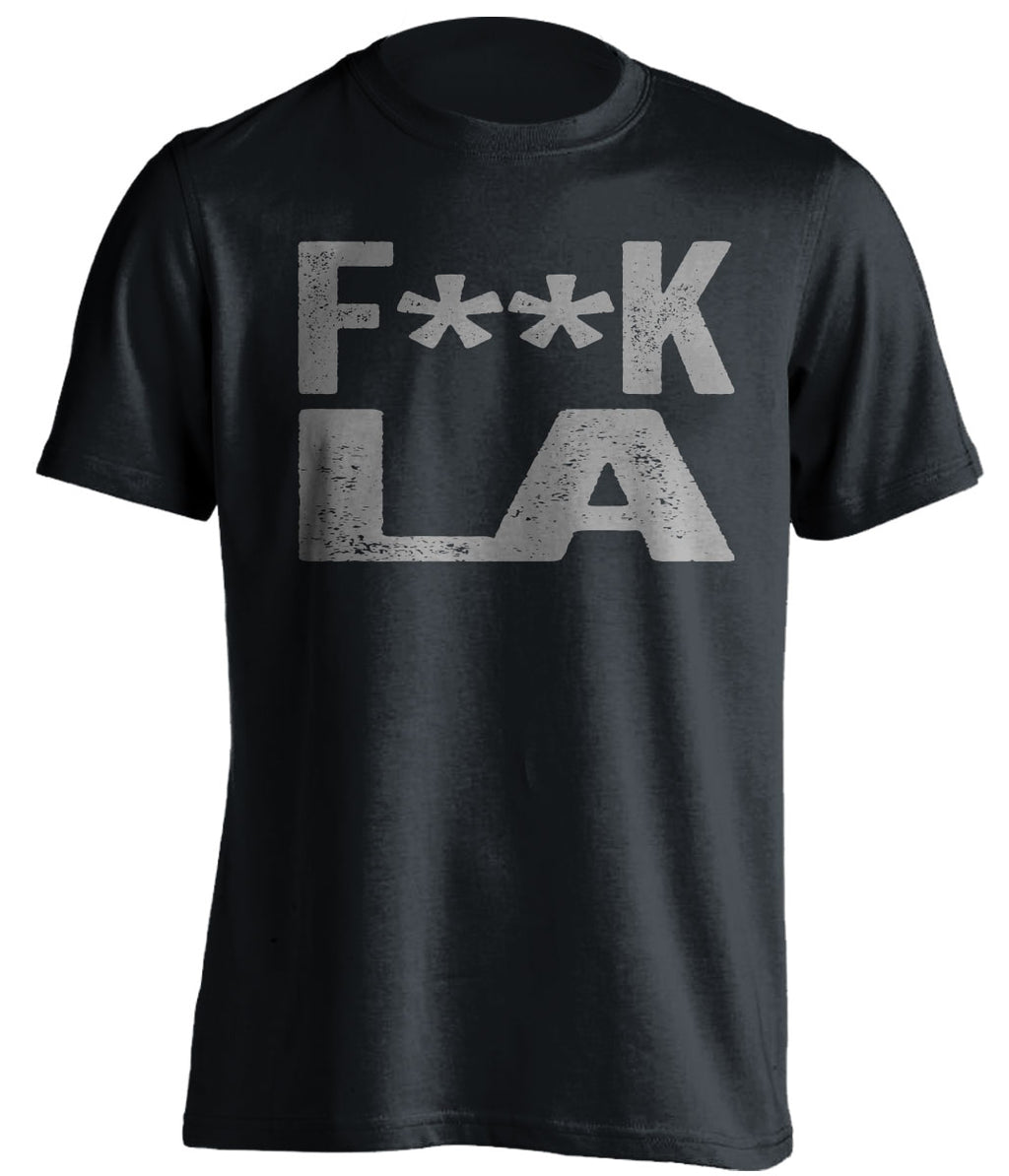 Black Fuck LA statement tee for San Antonio Spurs fans | censored rivalry shirt by Beef Shirts