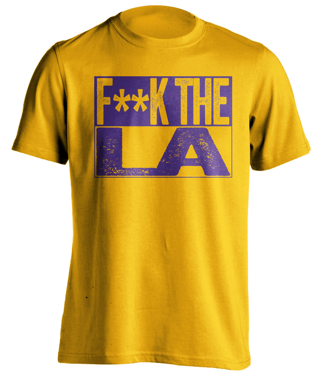 Fuck LA Censored Gold Box Logo Shirt for Utah Jazz Fans by Beef Shirts