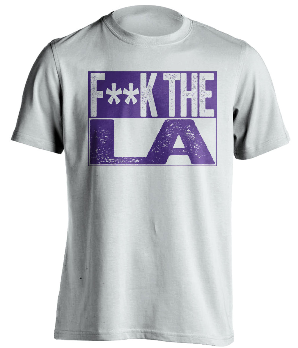 Fuck LA Censored White Box Logo Shirt for Utah Jazz Fans by Beef Shirts