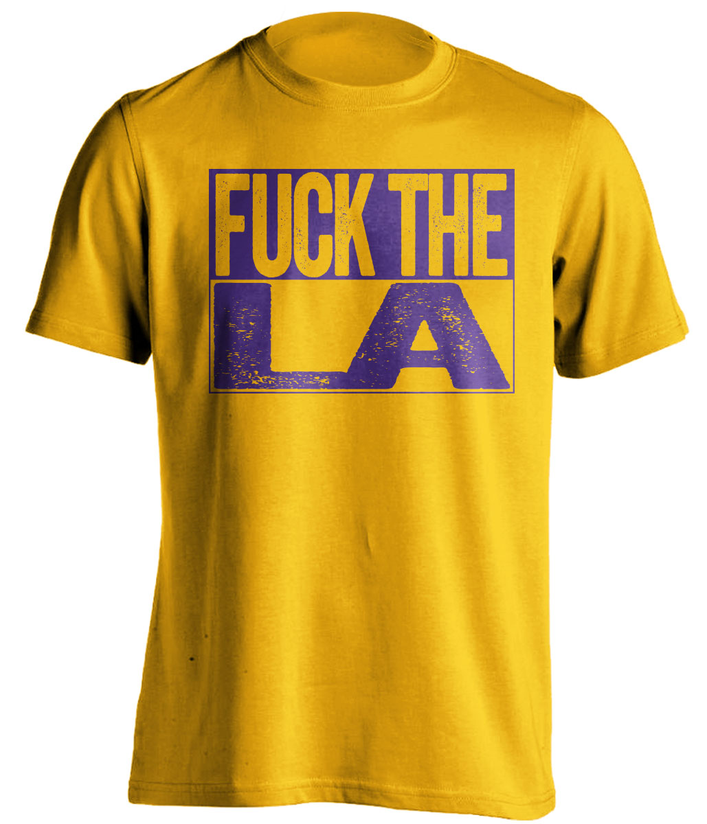 Fuck LA Uncensored Gold Box Logo Shirt for Utah Jazz Fans by Beef Shirts