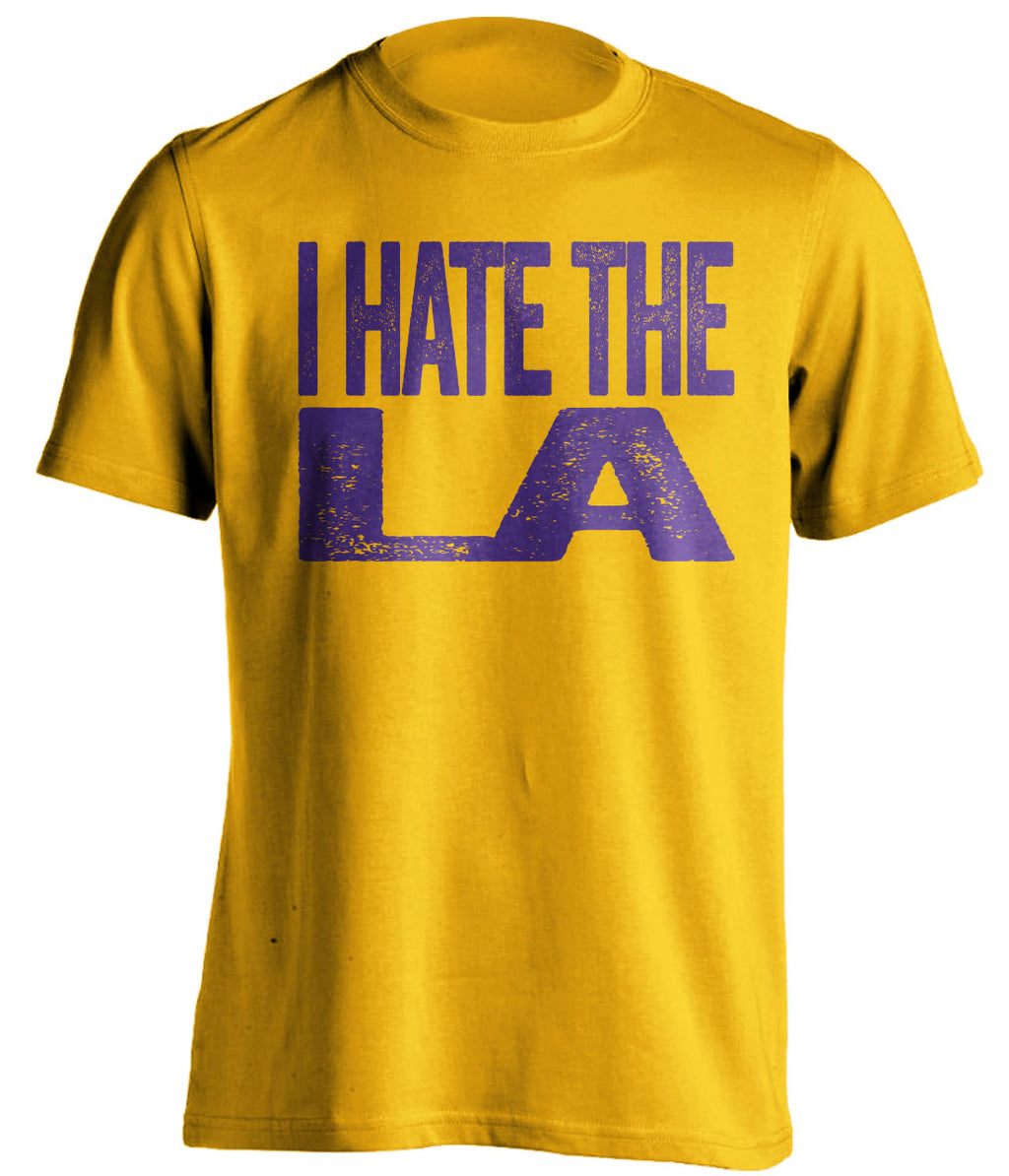 I Hate LA gold statement shirt for Utah Jazz Fans gameday haters tee by Beef Shirts