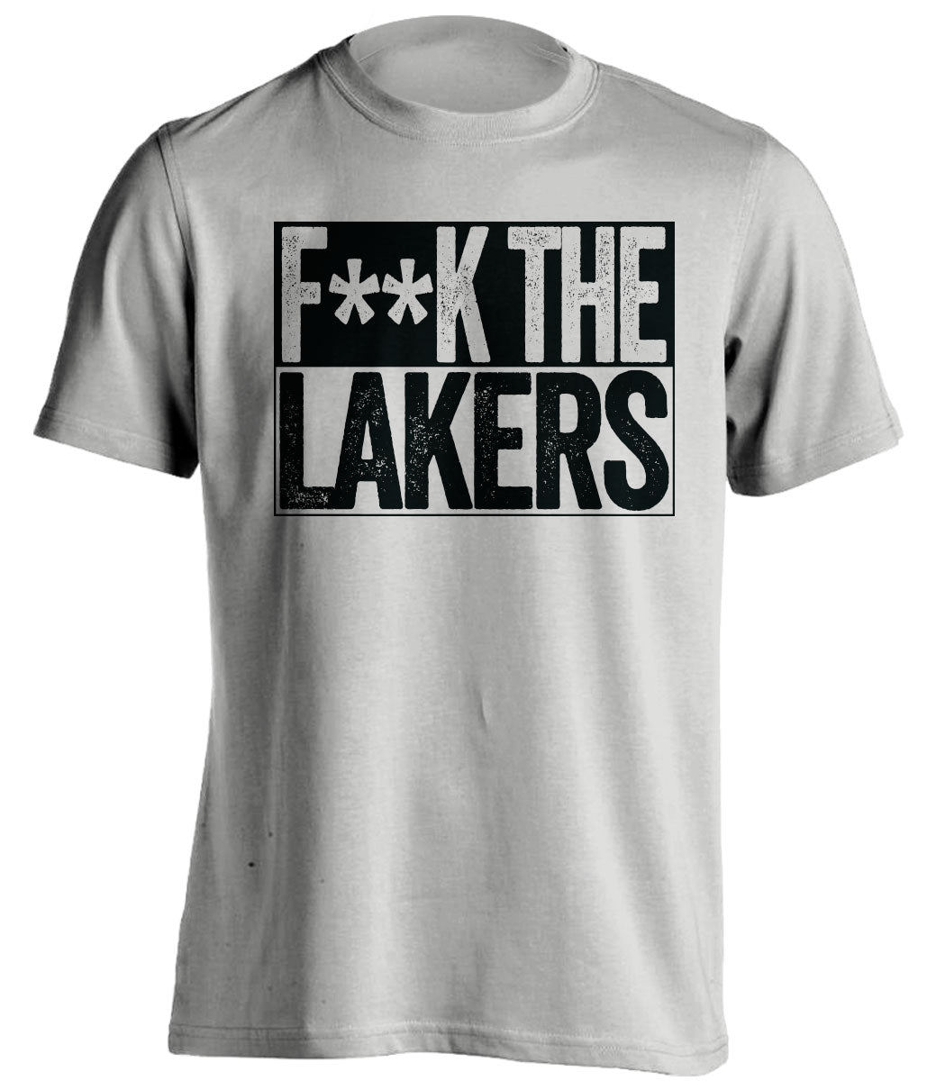 Fuck the Lakers Censored Light Grey Box Logo Shirt for San Antonio Spurs Fans by Beef Shirts