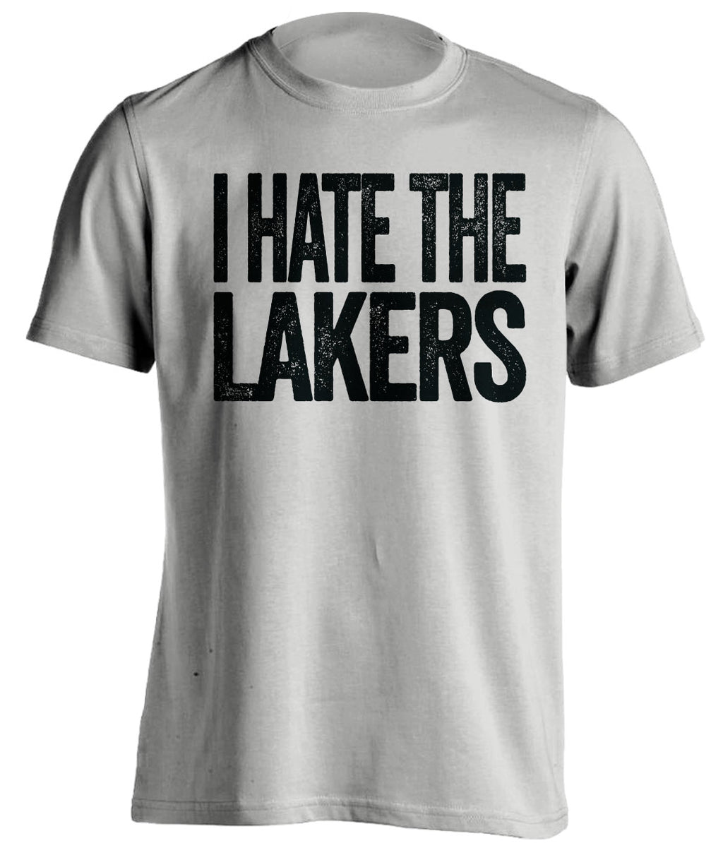 I Hate the Lakers light grey statement shirt for San Antonio Spurs fans gameday haters tee by Beef Shirts