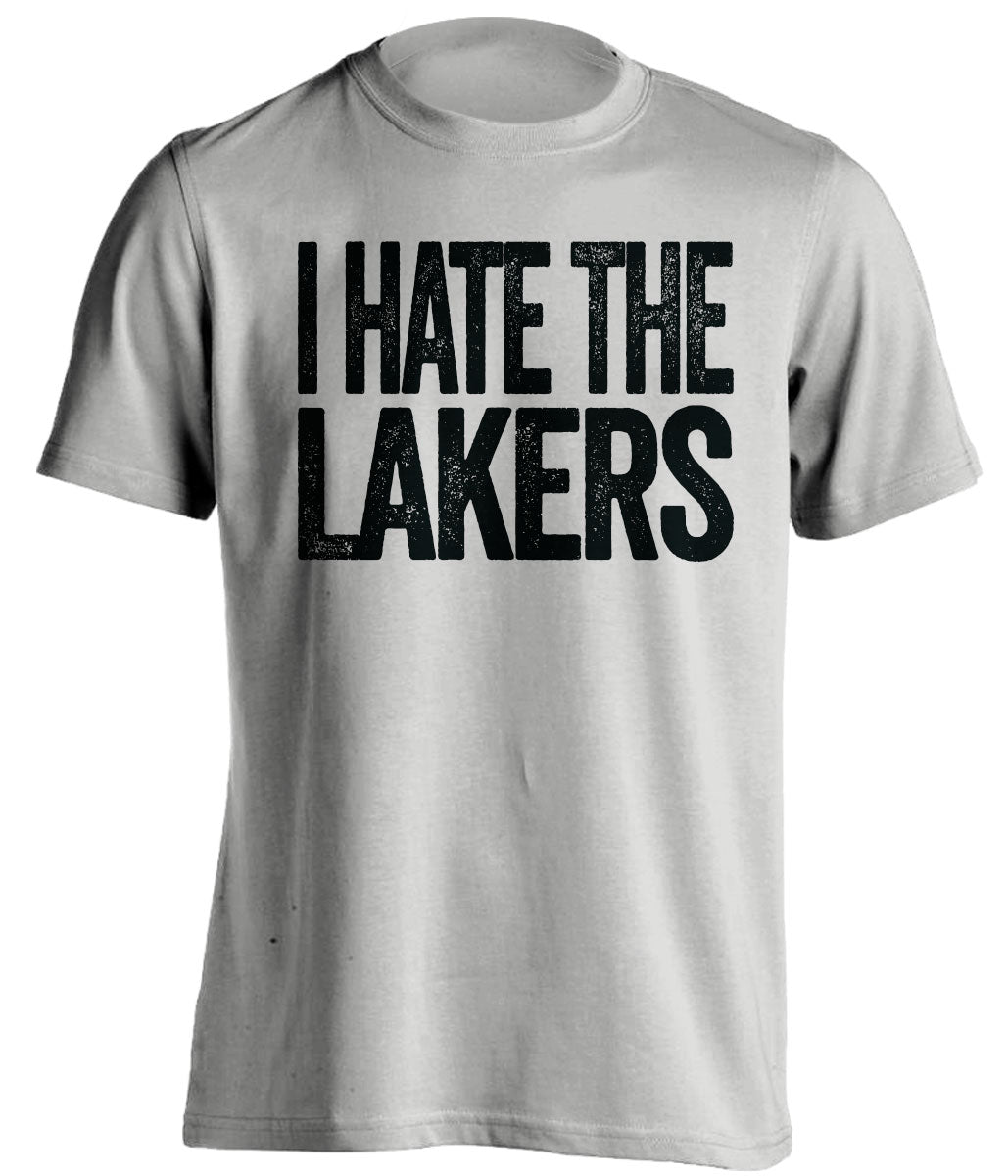 I Hate the Lakers light grey statement shirt for San Antonio Spurs fans gameday haters tee by Beef Shirts
