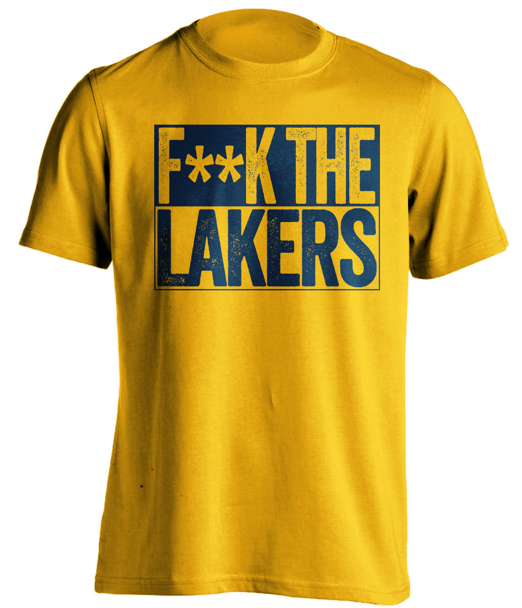 Fuck the Lakers Censored Gold Box Logo Shirt for Denver Nuggets Fans by Beef Shirts