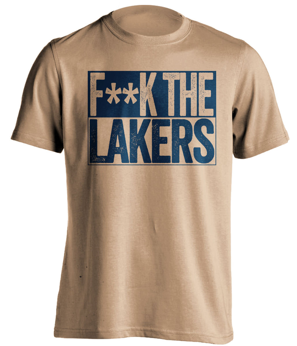 Fuck the Lakers Censored Old Gold Box Logo Shirt for New Orleans Pelicans Fans by Beef Shirts