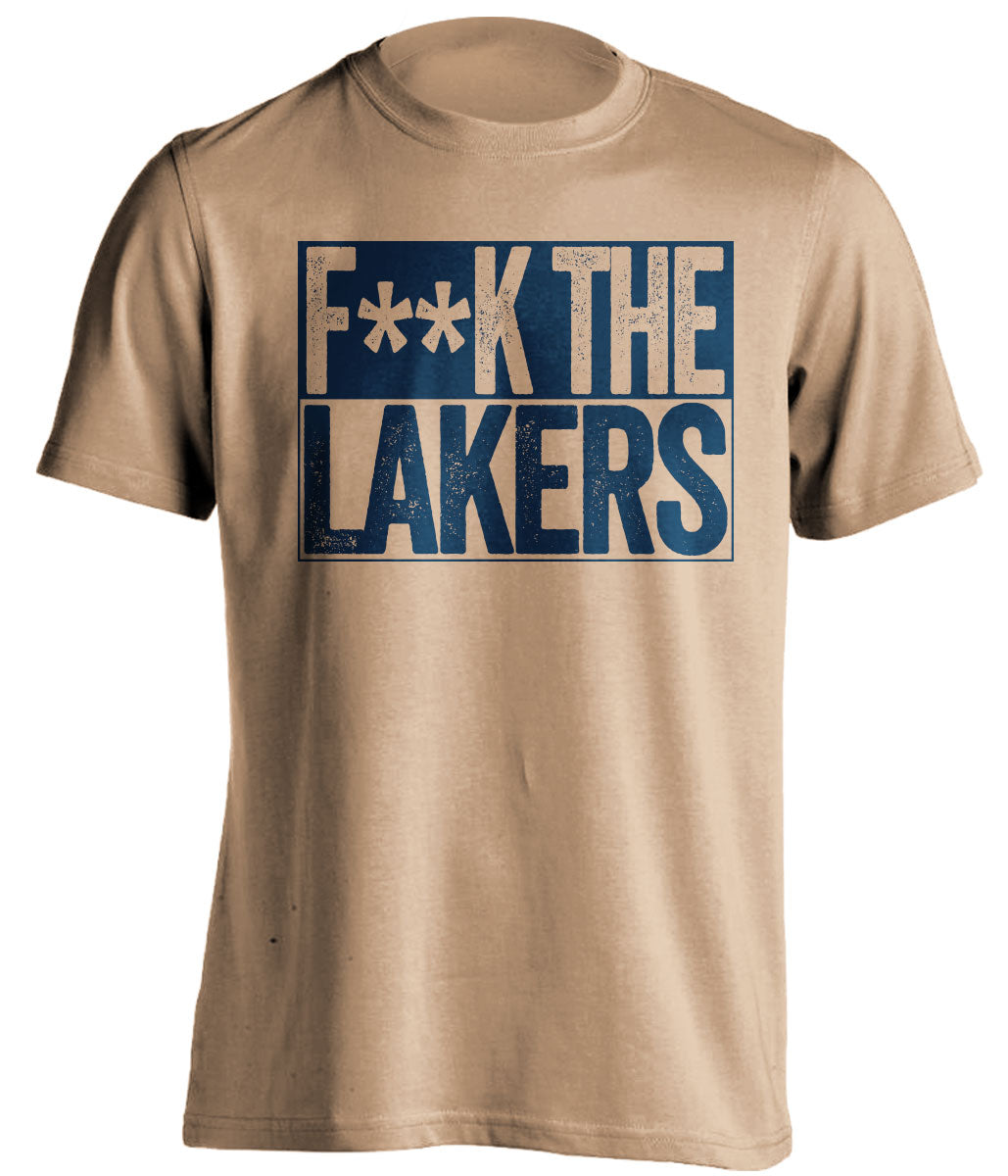 Fuck the Lakers Censored Old Gold Box Logo Shirt for New Orleans Pelicans Fans by Beef Shirts