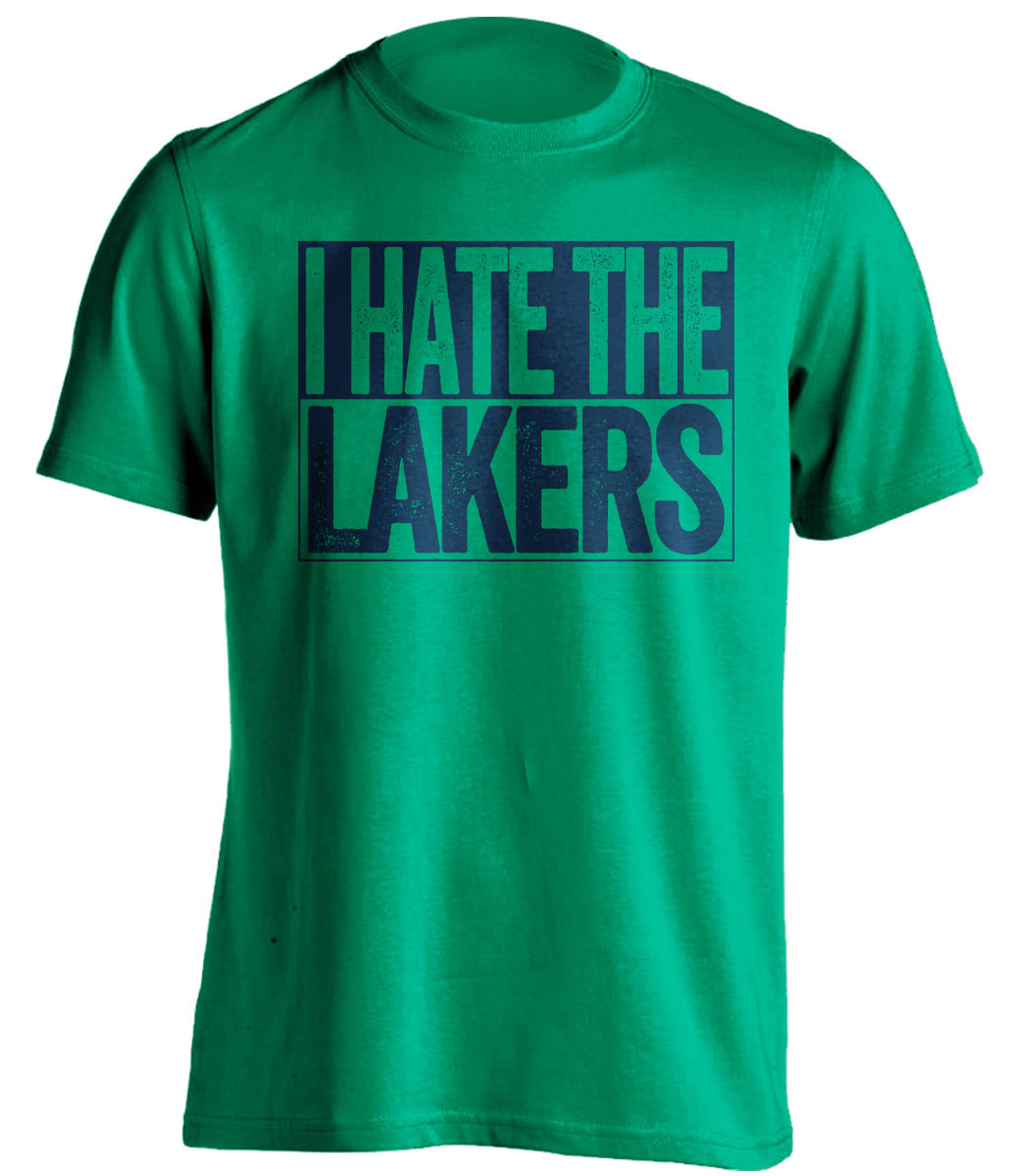 I Hate the Lakers green box logo shirt for Minnesota Timberwolves fans gameday haters tee by Beef Shirts