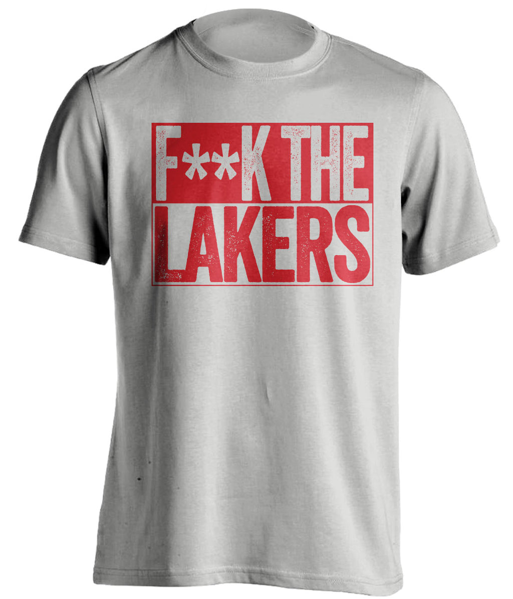 Fuck the Lakers Censored Grey Box Logo Shirt for Portland Blazers Fans by Beef Shirts