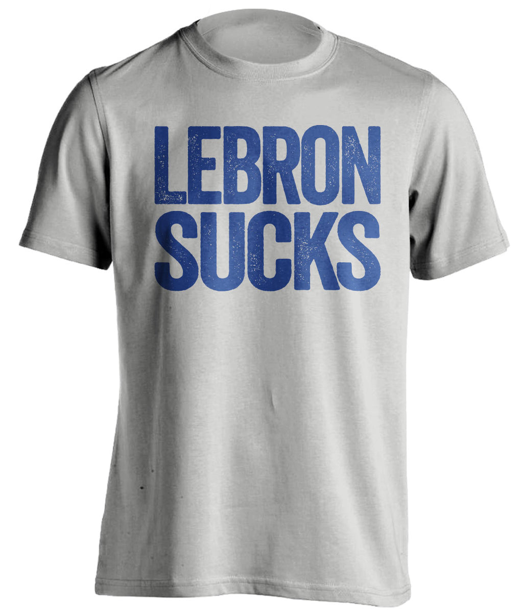 LeBron Sucks Grey Statement Tee for Golden State Warriors Fans Haters Shirt by Beef Shirts