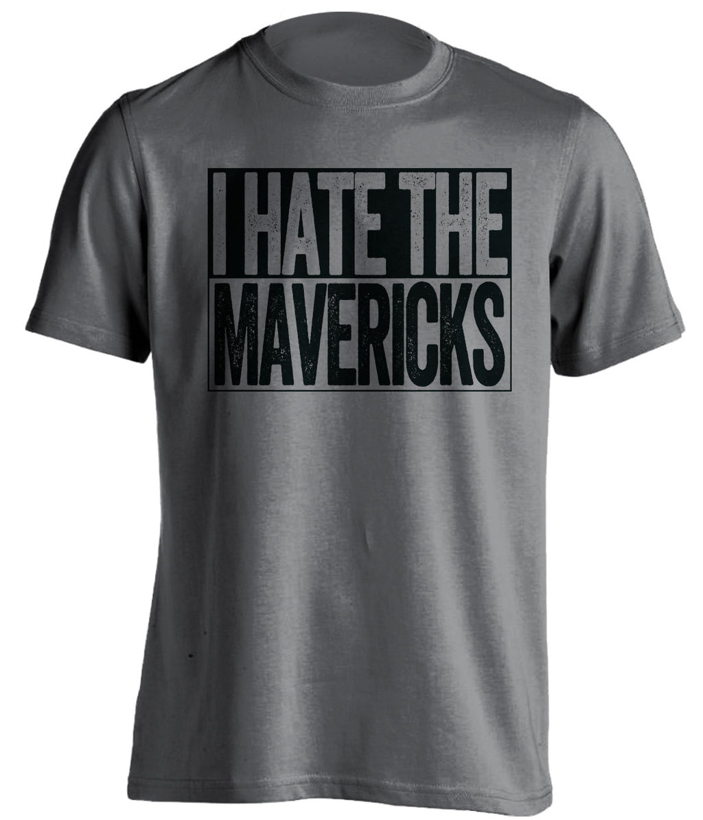 I Hate the Mavericks dark grey box logo shirt for San Antonio Spurs fans gameday haters tee by Beef Shirts