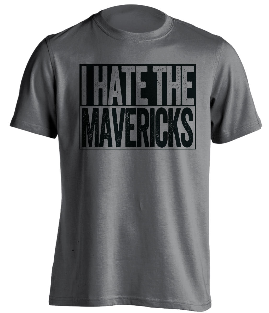 I Hate the Mavericks dark grey box logo shirt for San Antonio Spurs fans gameday haters tee by Beef Shirts