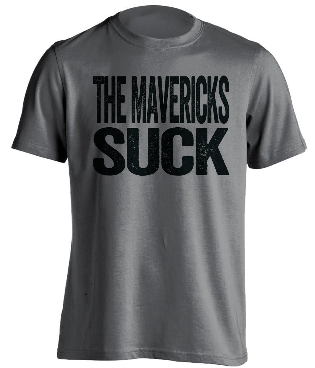 The Mavericks Suck dark grey statement shirt for San Antonio Spurs fans rivalry tee by Beef Shirts