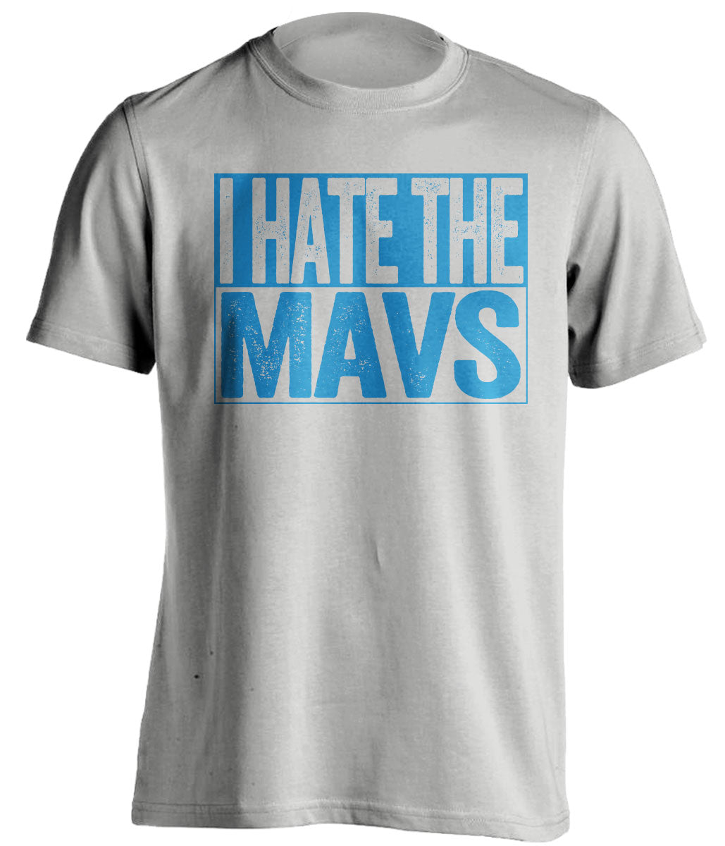 I Hate the Mavs grey box logo shirt for Oklahoma City Thunder fans gameday haters tee by Beef Shirts