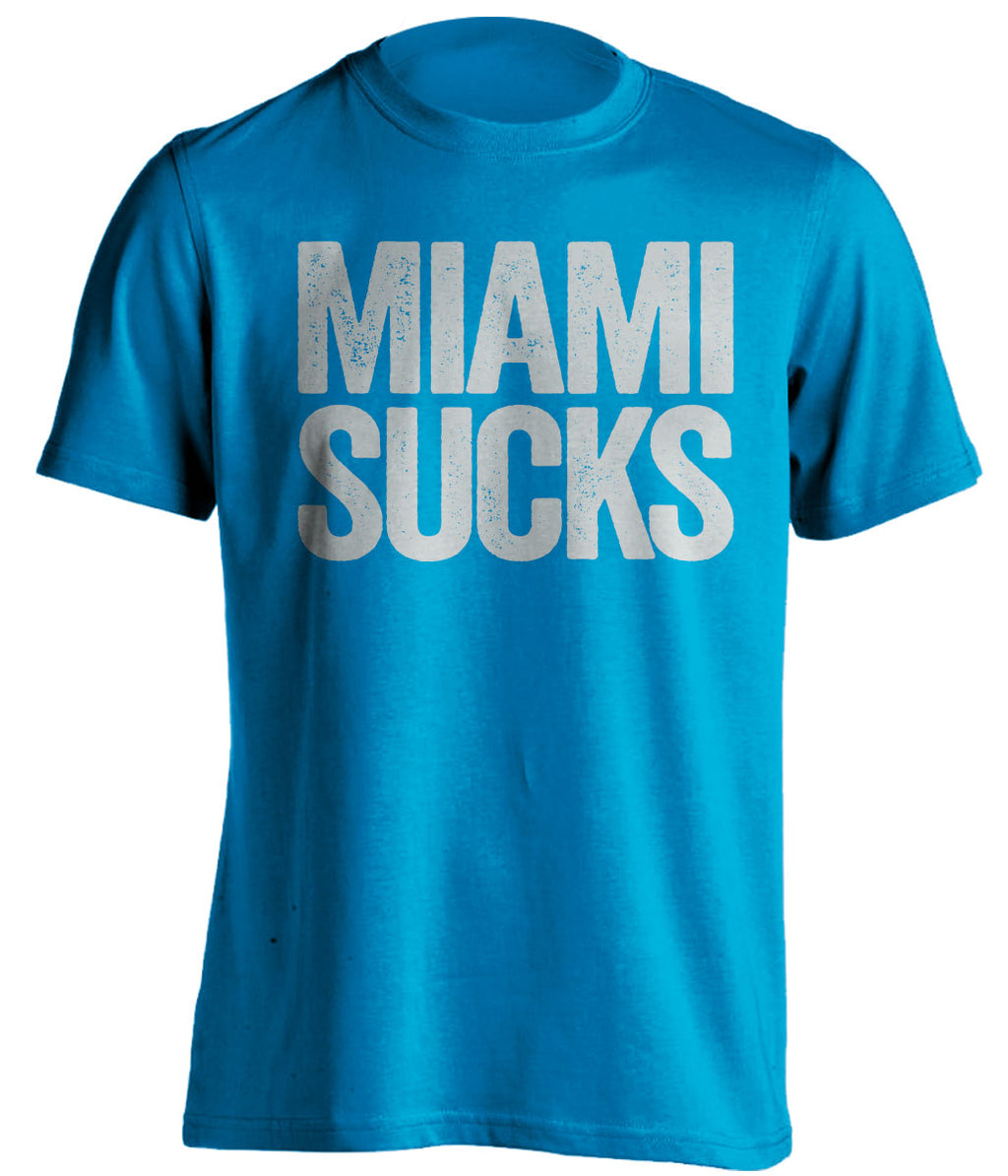Miami Sucks Heat blue statement shirt for Orlando Magic Fans haters gameday tee by Beef Shirts