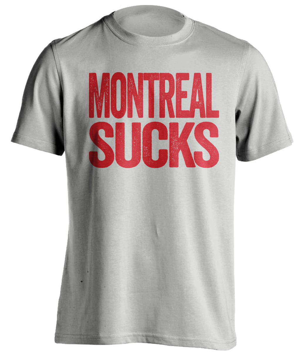 Montreal Sucks statement T-shirt in grey for Ottawa Senators fans | Beef Shirts