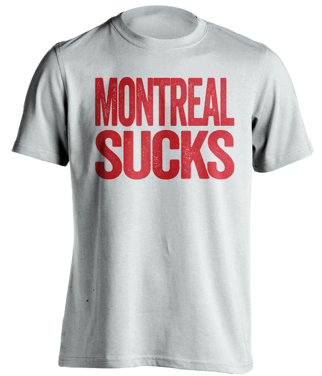 Montreal Sucks statement T-shirt in white for Ottawa Senators fans | Beef Shirts