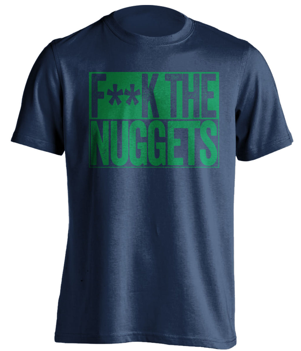 Fuck the Nuggets Censored Navy Box Logo Shirt for Minnesota Timberwolves Fans by Beef Shirts