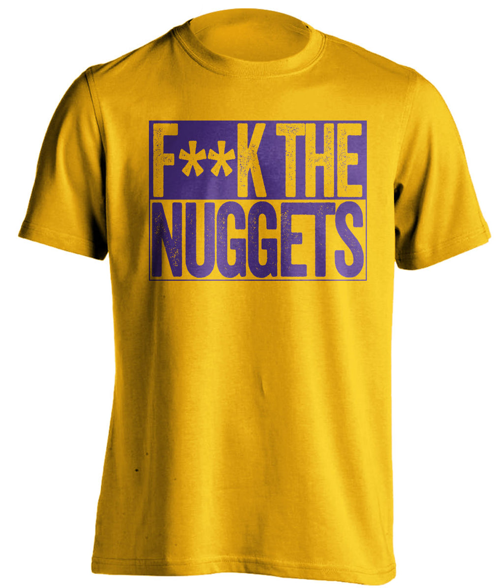 Fuck the Nuggets Censored Gold Shirt for Utah Jazz Fans Box Logo Tee by Beef Shirts