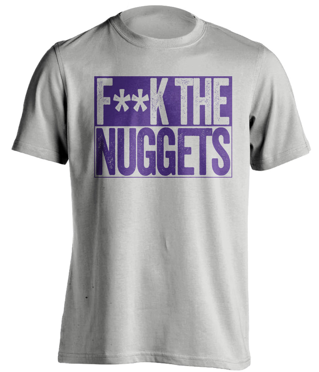 Fuck the Nuggets Censored Grey Shirt for Utah Jazz Fans Box Logo Tee by Beef Shirts