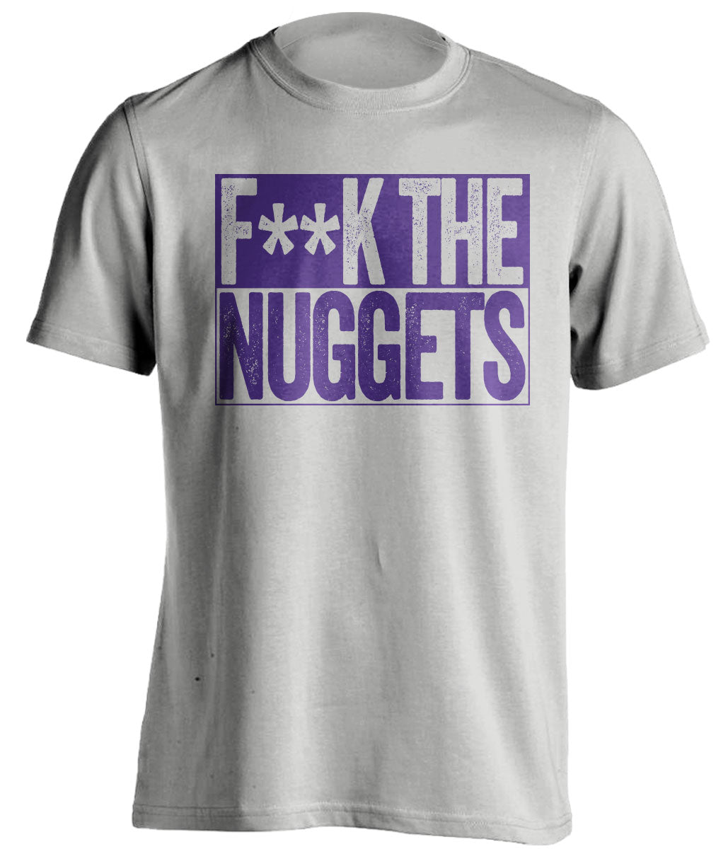 Fuck the Nuggets Censored Grey Shirt for Utah Jazz Fans Box Logo Tee by Beef Shirts