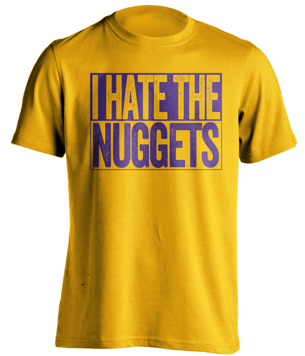 I Hate the Nuggets gold box logo shirt haters tee for Utah Jazz Fans by Beef Shirts