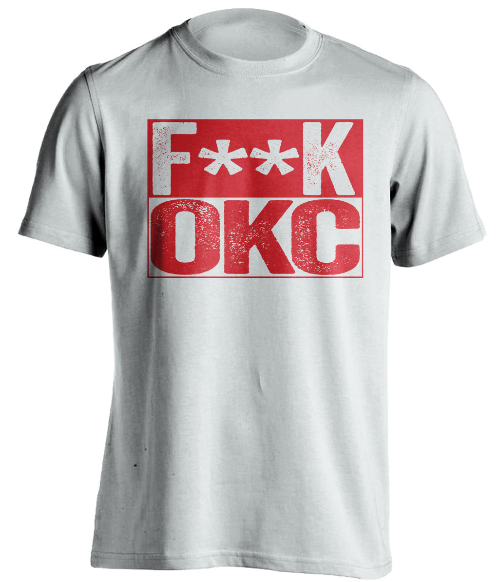 Fuck OKC Censored White Box Logo Shirt for Portland Blazers Fans by Beef Shirts