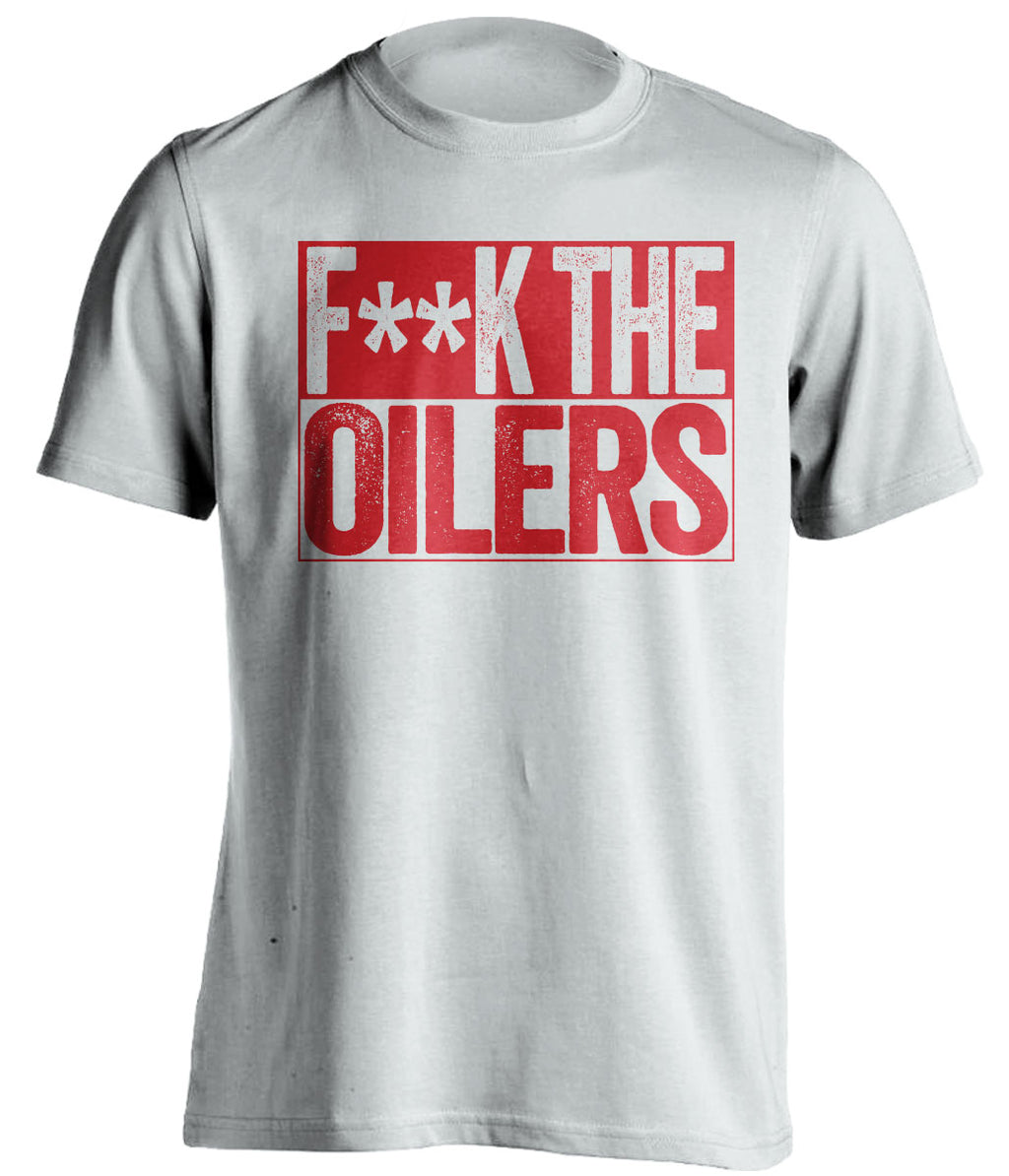 Fuck the Oilers Censored White Box Logo Shirt for Ottawa Senators Fans by Beef Shirts