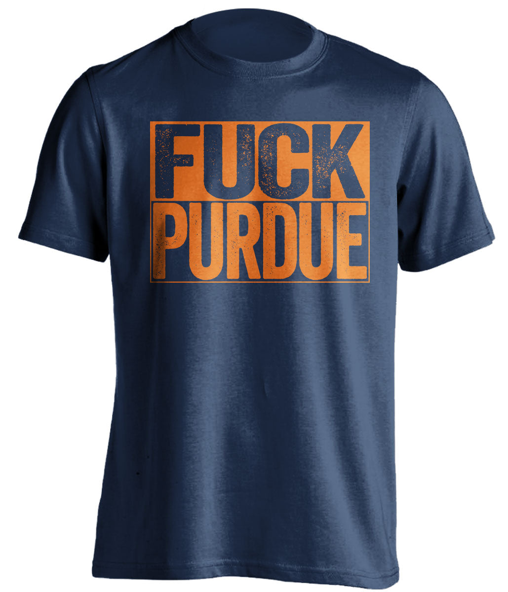 Fuck Purdue Uncensored Navy Shirt for Illinois Fighting Illini Fans by Beef Shirts