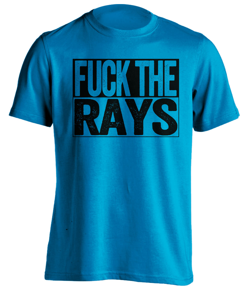 Fuck the Rays Uncensored Blue Box Logo Shirt for Miami Marlins Fans by Beef Shirts