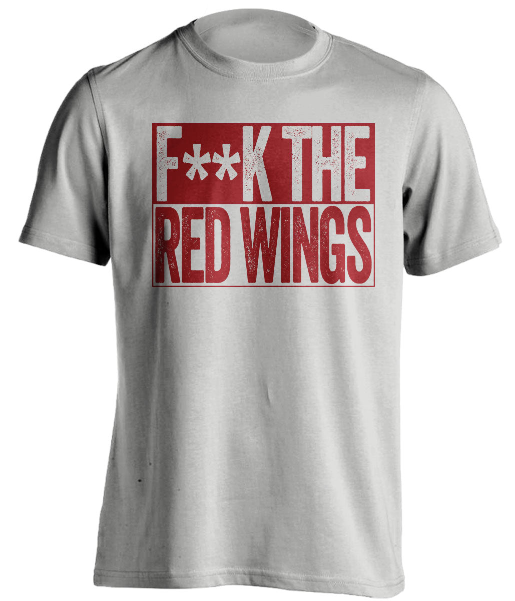 Fuck the Red Wings Censored grey box logo tee for Colorado Avalanche fans by Beef Shirts