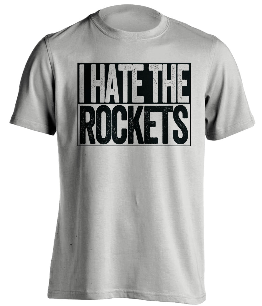 I Hate the Rockets light grey box logo shirt for San Antonio Spurs fans gameday haters tee by Beef Shirts