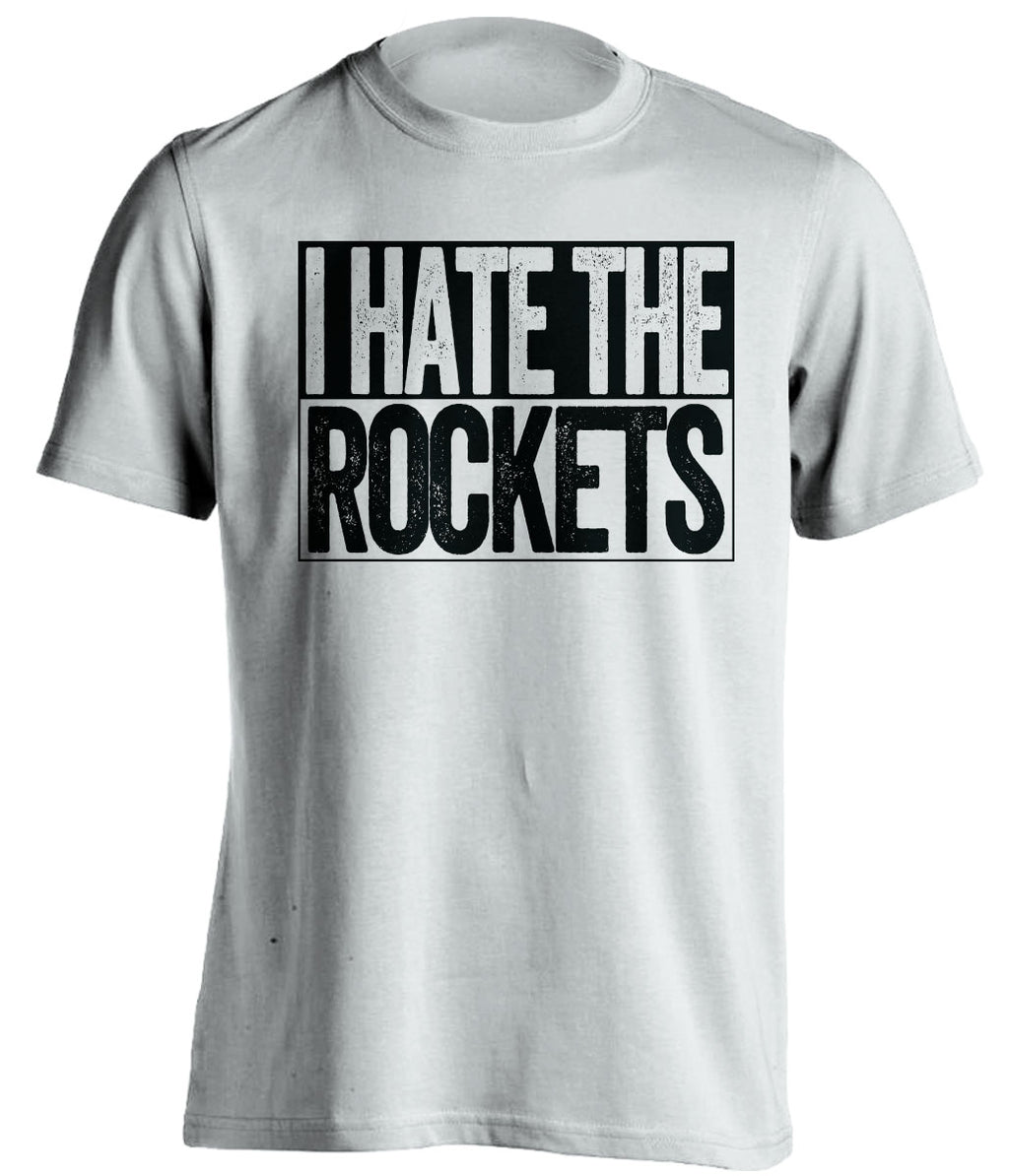 I Hate the Rockets white box logo shirt for San Antonio Spurs fans gameday haters tee by Beef Shirts