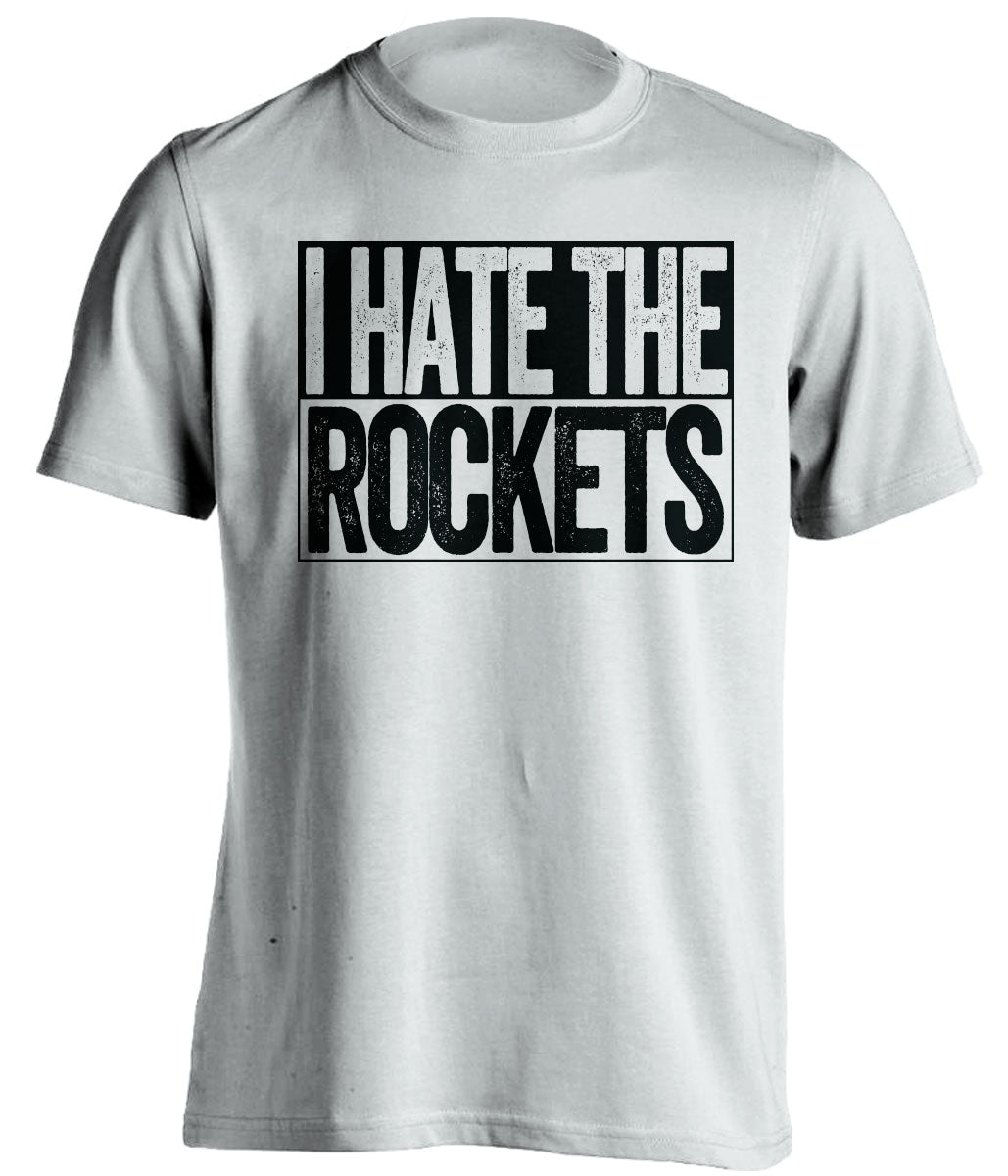 I Hate the Rockets white box logo shirt for San Antonio Spurs fans gameday haters tee by Beef Shirts