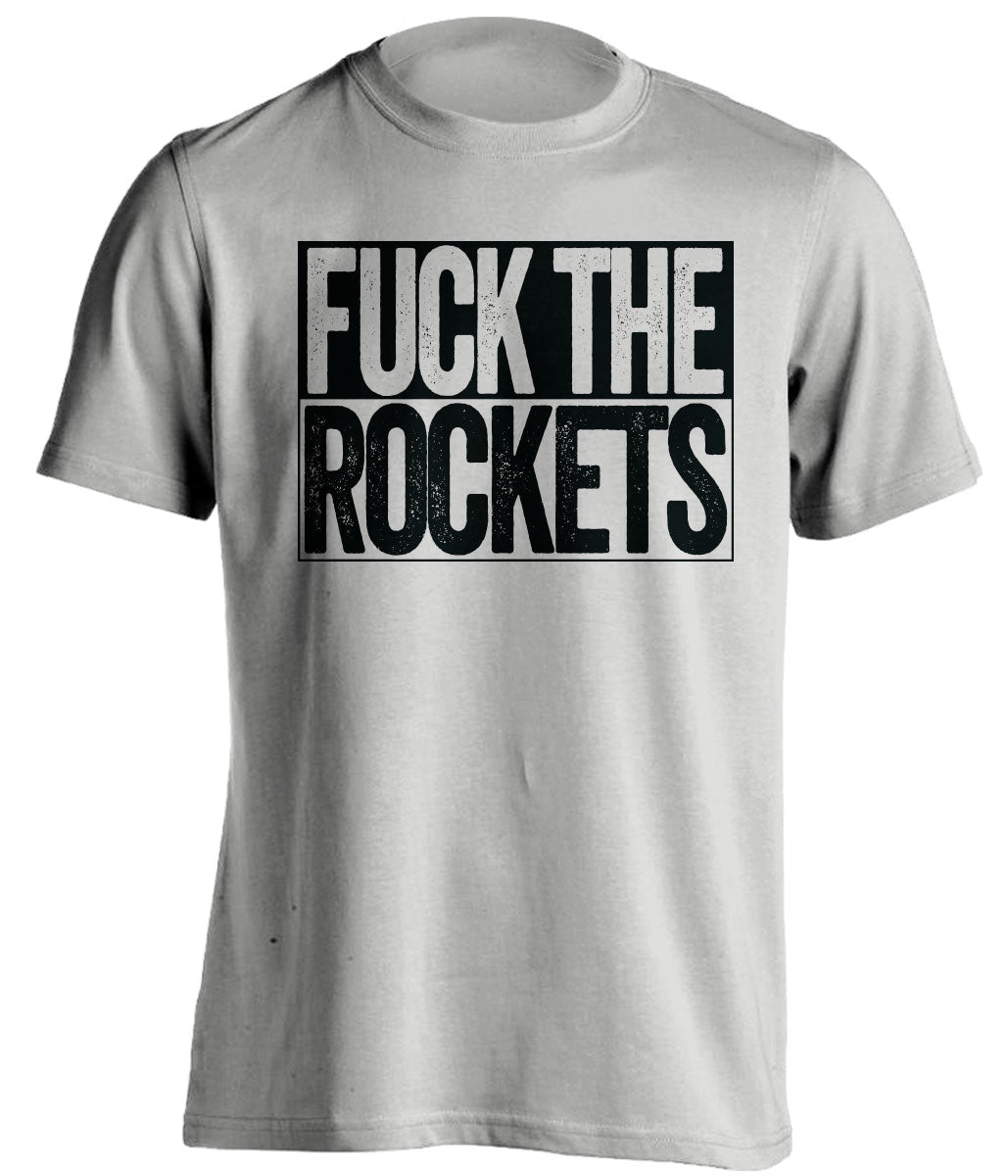 Fuck the Rockets Uncensored Light Grey Box Logo Shirt for San Antonio Spurs Fans by Beef Shirts
